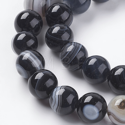 Round Dyed Natural Striped Agate/Banded Agate Beads Strands G-G582-8mm-07-1