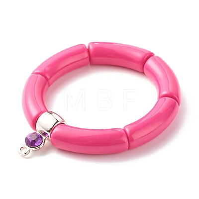 Chunky Acrylic Tube Beads Stretch Bracelet BJEW-JB07316-1