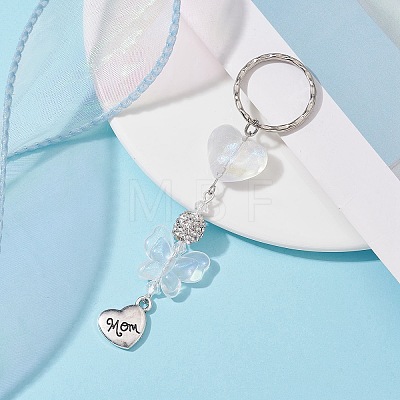 Alloy Heart with Word Mom Pendant Keychain KEYC-JKC00599-1
