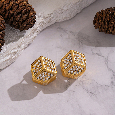Cube 304 Stainless Steel Hoop Earrings EU5379-1