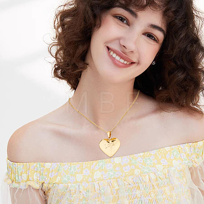 304 Stainless Steel Heart Locket Pendant Necklaces for Photo NJEW-WH0020-97E-1
