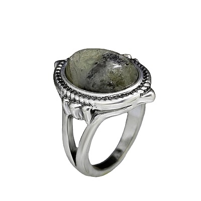 Oval Natural Labradorite Finger Rings WG970F5-02-1