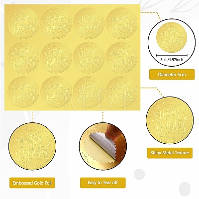 34 Sheets Self Adhesive Gold Foil Embossed Stickers DIY-WH0509-008-1