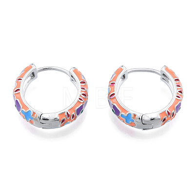 Colorful Enamel Flower Hoop Earrings EJEW-N011-105P-1