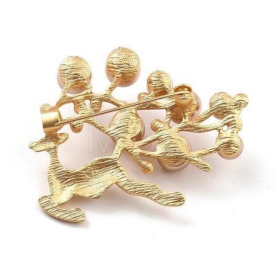 Deer Alloy Brooch with Resin Pearl JEWB-O009-17-1