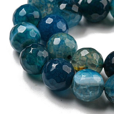 Faceted Natural Dragon Veins Agate Beads Strands G-F447-12mm-P05-1