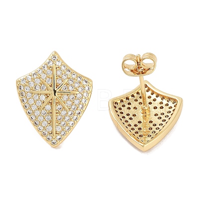 Brass Micro Pave Cubic Zirconia Stud Earrings for Women EJEW-E310-12G-02-1