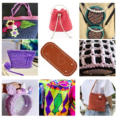 2Pcs 2 Colors PU Leather Knitting Crochet Bags Nail Bottom Shaper Pad DIY-SZ0001-84A-1