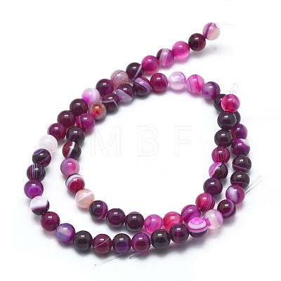 Natural Striped Agate/Banded Agate Beads Strands G-I254-03A-03-1