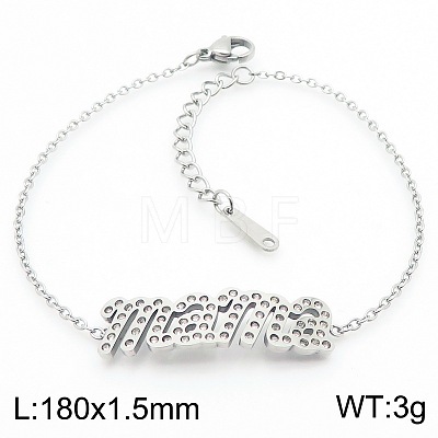 Mother's Day 304 Stainless Steel & Rhinestone Link Bracelets FS-WG743BF-04-1