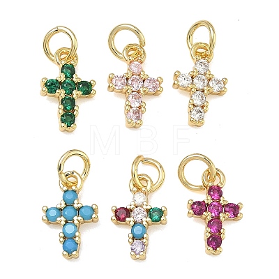 Brass Micro Pave Cubic Zirconia Pendants KK-A293-20G-1