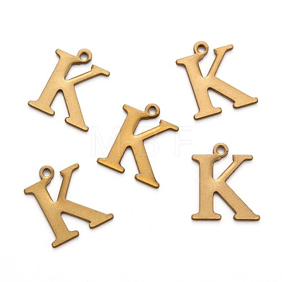 304 Stainless Steel Alphabet Charms STAS-H122-K-AB-1