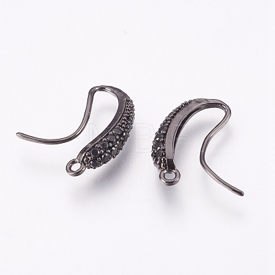 Brass Earring Hooks with Cubic Zirconia KK-P150-44B-1