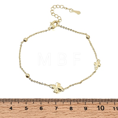 Brass Micro Pave Clear Cubic Zirconia Four Leaf Clover Link Bracelets KK-CBAED06-02G-1
