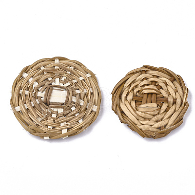 Handmade Reed Cane/Rattan Woven Beads WOVE-Q077-02-1