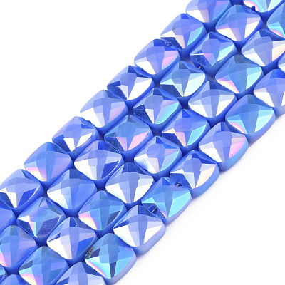 Electroplate Opaque Solid Color Glass Beads Strands EGLA-N002-43-07-1