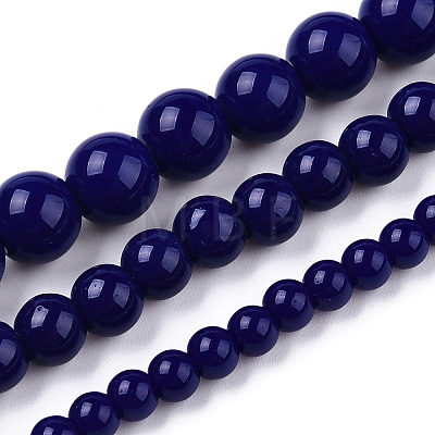 Opaque Solid Color Glass Beads Strands GLAA-T032-P8mm-03-1