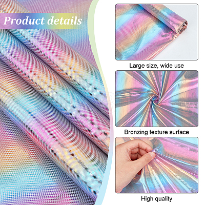 Colorful Stripe Polyester Bronzing Fabric DIY-WH0028-05-1