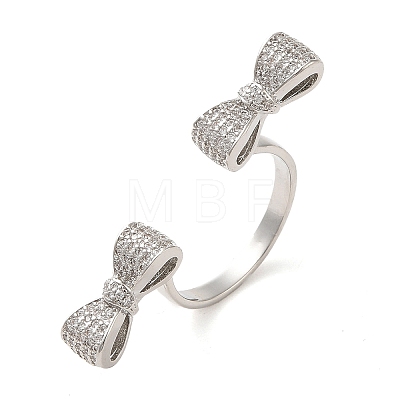 Brass Micro Pave Cubic Zirconia Cuff Rings RJEW-P102-04P-1