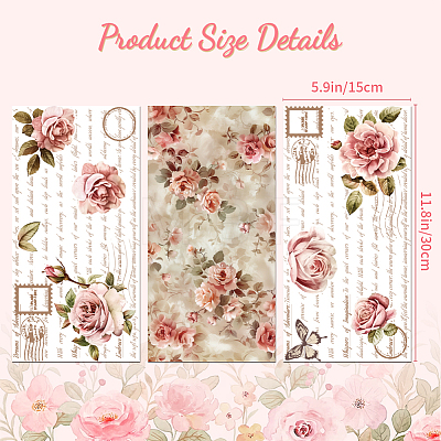 3 Sheets 3 Styles Flower PVC Waterproof Decorative Stickers DIY-WH0404-056-1