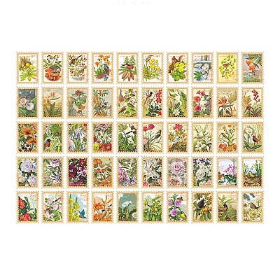 100Pcs 50 Styles Autumn Themed Stamp Decorative Stickers STIC-PW0002-013C-1