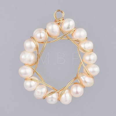 Natural Cultured Freshwater Pearl Pendants X-PALLOY-JF00381-1