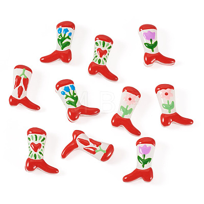 10Pcs 5 Styles Boot Baking Paint Glass Enamel Beads LAMP-TA0002-80A-1