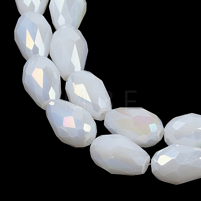 Opaque Solid Color Electroplate Glass Beads Strands EGLA-N013-J8mm-B03-1