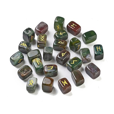 Rectangle Natural Indian Agate Rune Stones G-Z059-01H-1