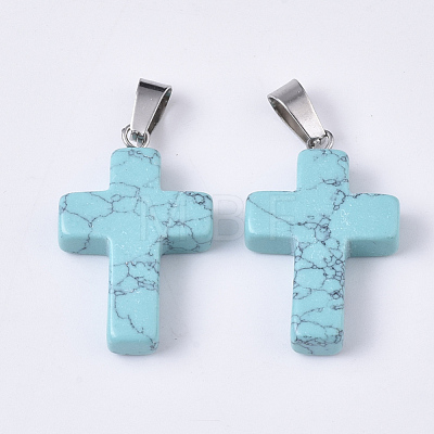 Synthetic Turquoise Pendants G-S358-002B-1