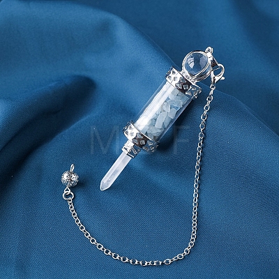 Natural Aquamarine Chips Wishing Bottle Dowsing Pendulum Big Pendants PW-WG6F05D-05-1