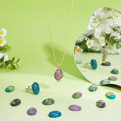 12Pcs 6 Styles Natural Ruby in Zoisite & Sesame Jasper/Kiwi Jasper & Larvikite & Ripple Jasper Cabochons G-FH0002-63B-1