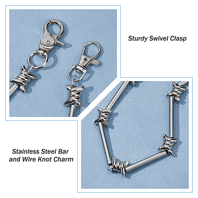 1Pc Rock Style Stainless Steel Barbed Wire Link Chains for Pants AJEW-HS0001-44-1