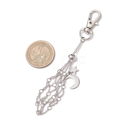 Moon Alloy Swivel Lobster Claw Clasps & Brass Cable Chains AJEW-JB01337-03-1