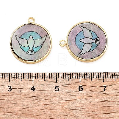 Alloy Pave Shell Flat Round Pendants FIND-C073-01G-02-1