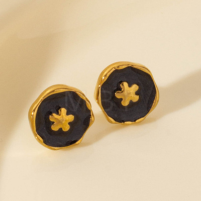 304 Stainless Steel Flower Stud Earrings IK8478-3-1