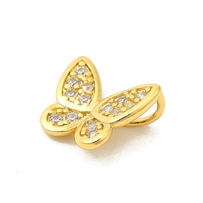 Butterfly Rack Plating Brass Micro Pave Cubic Zirconia Pendants Charms KK-S396-08C-1