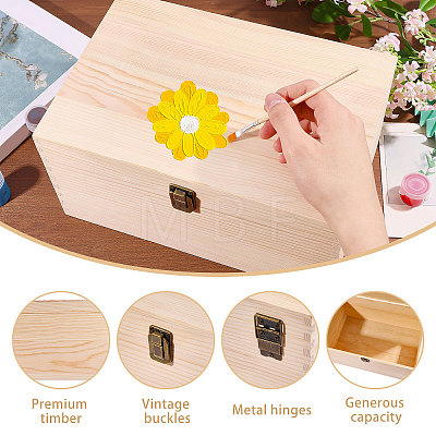 Pine Wood Flip Top Storage Boxes CON-WH0095-231-1