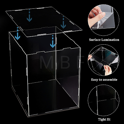Rectangle Transparent Acrylic Collections Display Case ODIS-WH0099-16-1