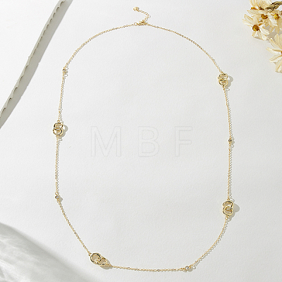 Simple Iron Double Ring Cable Chain Long Necklaces for Women WE4391-1