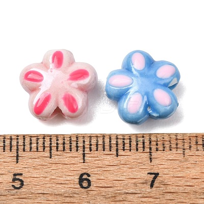 Five Petal Flower Bright Glazed Porcelain Beads PR-CBA4DE3-01-1