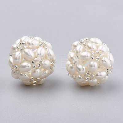 Handmade Natural Pearl Woven Beads WOVE-S116-04A-1