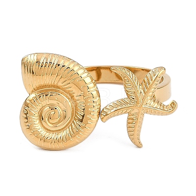 304 Stainless Steel Open Cuff Rings for Women RJEW-A049-06G-1