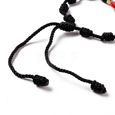 Resin Evil Eye Braided Bead Bracelet with Knot Cord BJEW-B065-06-1