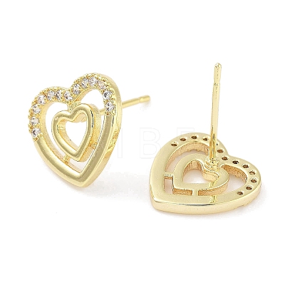 Brass Micro Pave Clear Cubic Zirconia Studs Earring for Women EJEW-S217-A07-1