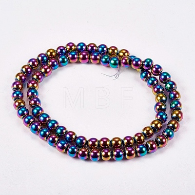 Electroplate Non-Magnetic Synthetic Hematite Beads Strands X-G-J169A-6mm-05-1