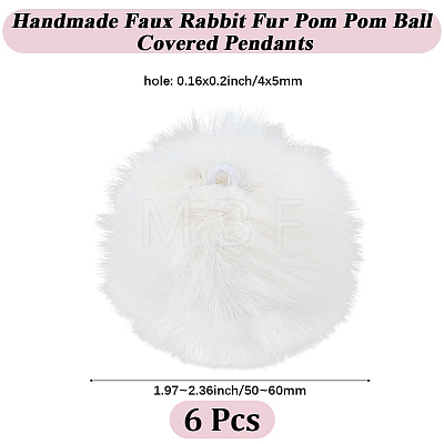Handmade Faux Rabbit Fur Pom Pom Ball Covered Pendants WOVE-GF0001-03-1