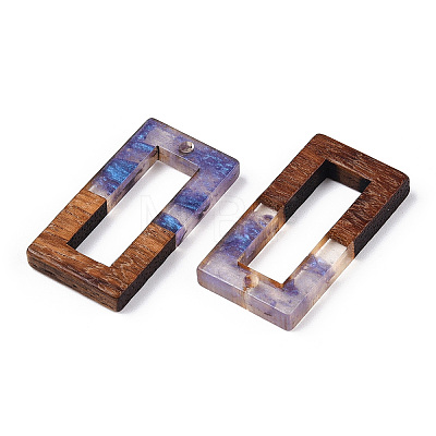 Transparent Resin & Walnut Wood Pendants RESI-ZX017-41-1