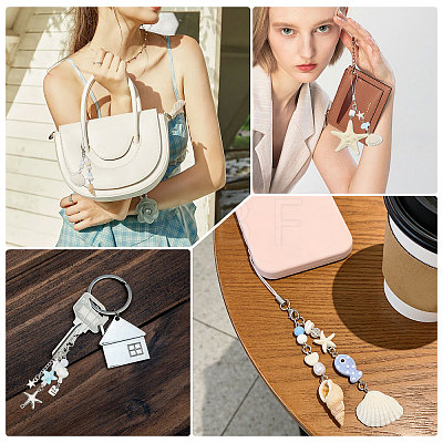 4Pcs 4 Colors Ocean Theme Iron & Resin Decoration Phone Charms Straps MOBA-CO0001-02-1