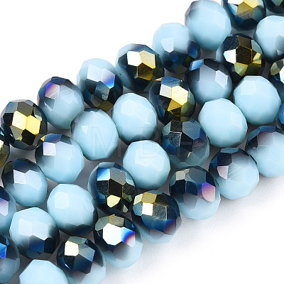 Electroplate Opaque Glass Beads Strands EGLA-A034-P8mm-S16-1